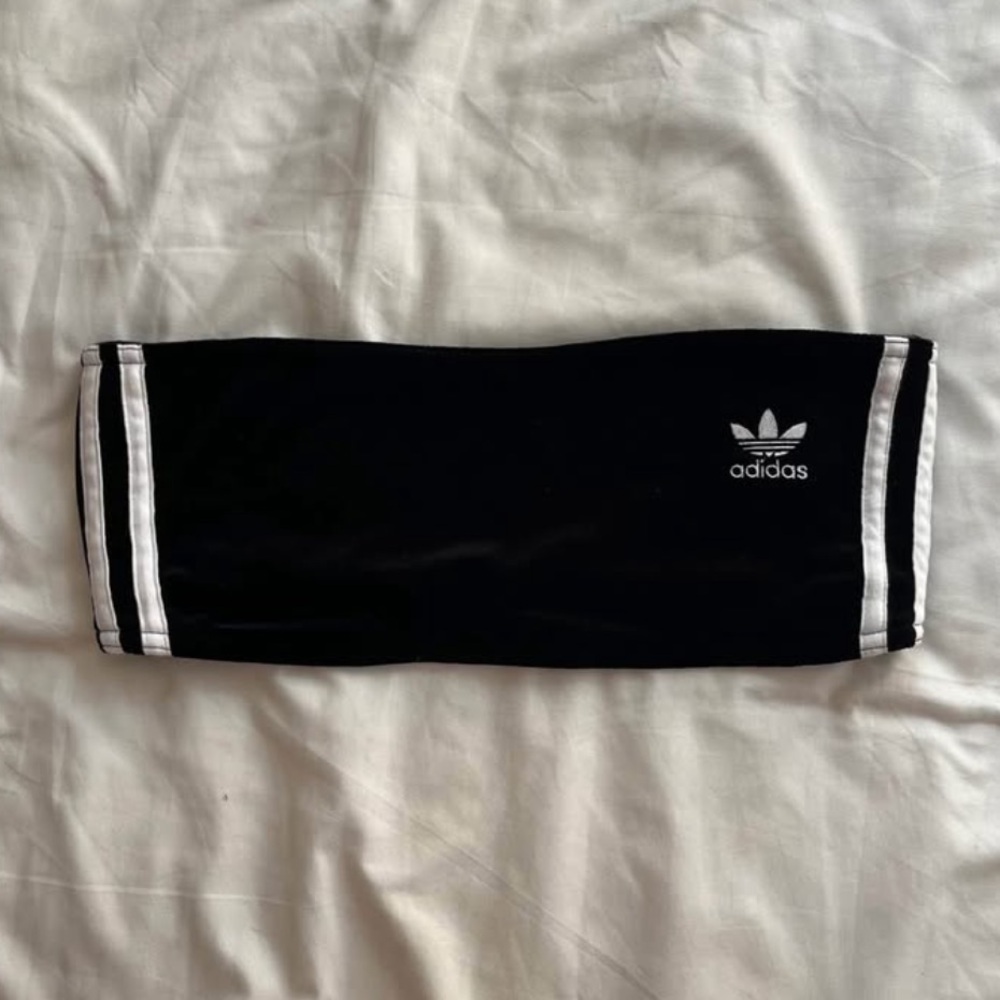 adidas Black Bandeau with White Stripe Accents - Picture 2 of 5